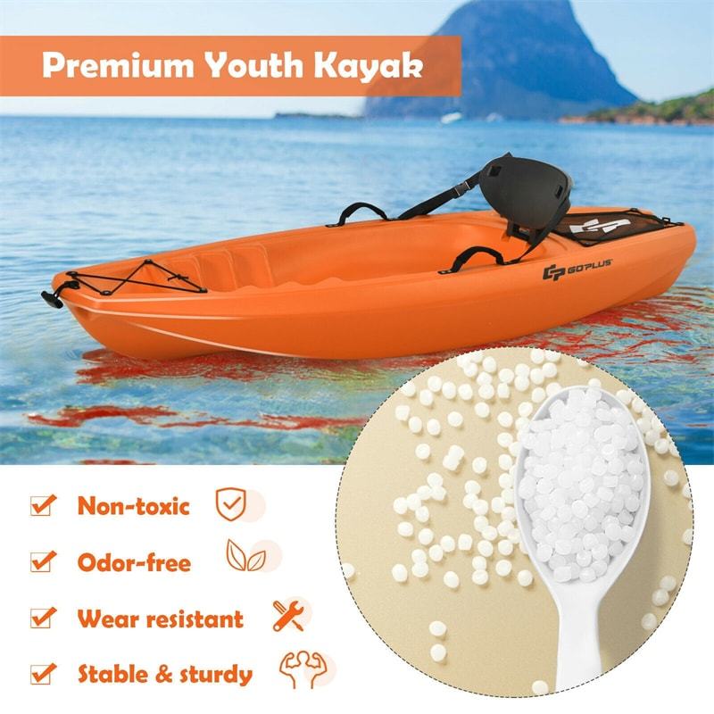 6ft Sit-On-Top Youth Kayak, Kids Kayak Recreational Rowing Fishing Boat with Paddle and Folding Backrest