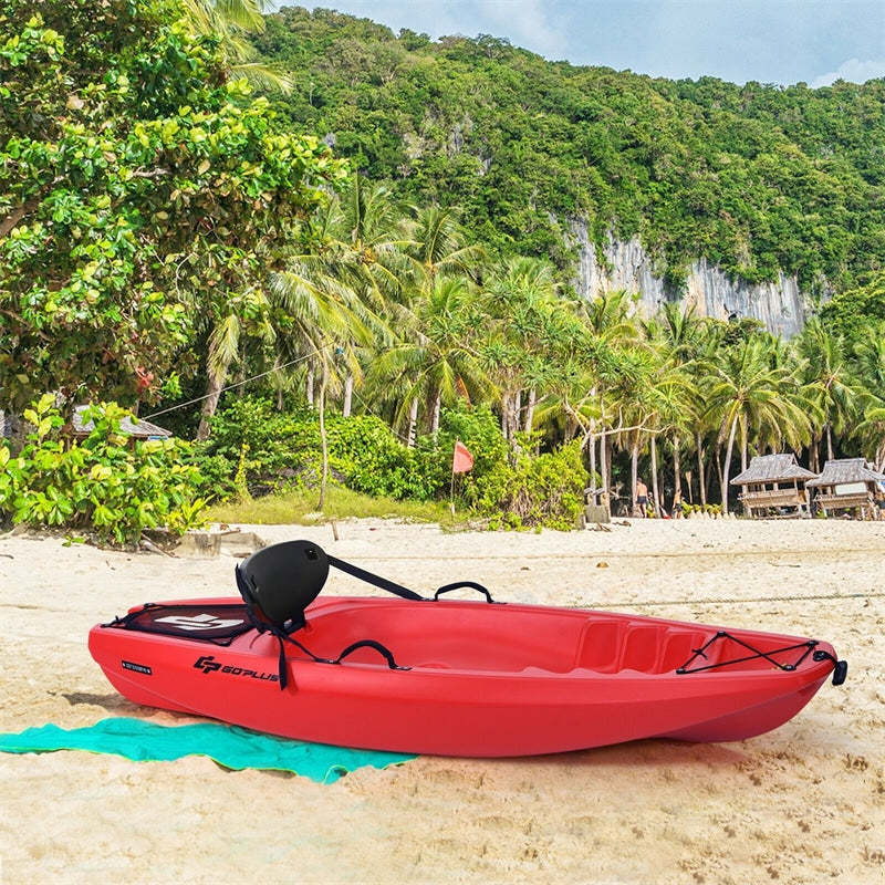 6ft Sit-On-Top Youth Kayak, Kids Kayak Recreational Rowing Fishing Boat with Paddle and Folding Backrest
