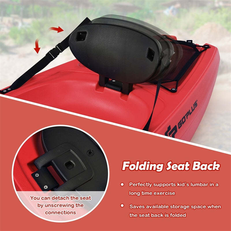 6ft Sit-On-Top Youth Kayak, Kids Kayak Recreational Rowing Fishing Boat with Paddle and Folding Backrest