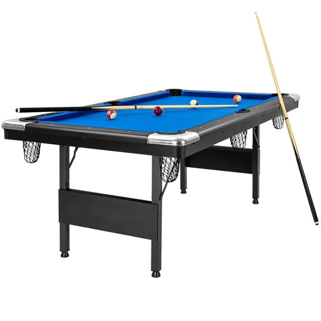 6FT Folding Pool Table, 76" Portable Billiard Table with Accessory Kit, 2 Cues, 16 Balls, Chalk, Brush, Adjustable Feet for Kids & Adults Family Game