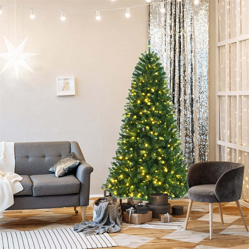 6ft Pre-Lit Artificial Christmas Tree Hinged Xmas Tree with Remote Control, 9 Lighting Modes, 350 Color Changing LED Lights for Holiday Decor