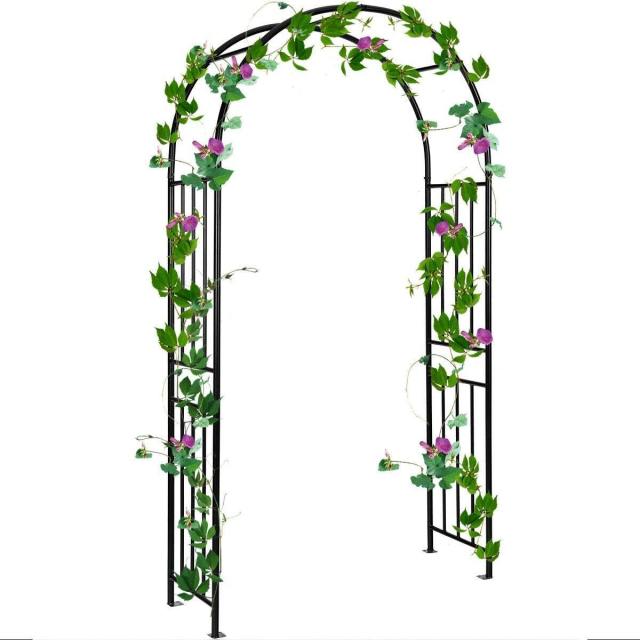 7.2FT Metal Garden Arch Trellis, Heavy Duty Steel Archway with Stakes for Climbing Plants, Wide Garden Arbor for Lawn, Party, Wedding Decoration