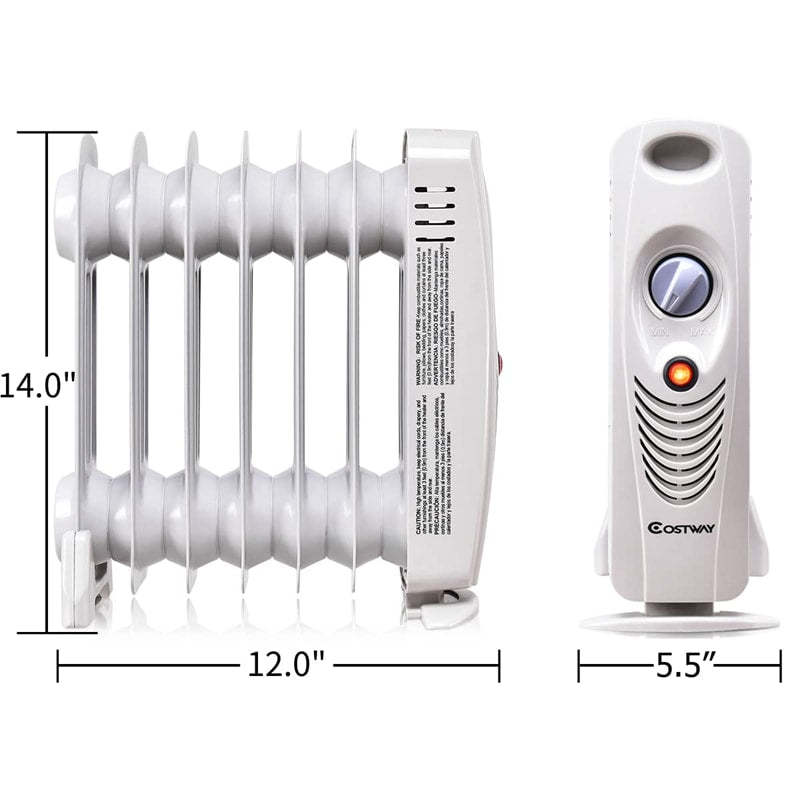 700W Oil Filled Radiator Heater, Portable Electric Space Heater with Adjustable Thermostat & Overheat Protection for Home, Bedroom, Indoor Use