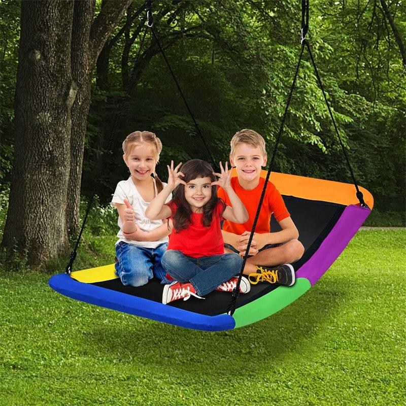 700 lbs Giant 60" Platform Saucer Tree Swing for Kids & Adults, Indoor Outdoor Swing with Adjustable Hanging Ropes & Oxford Fabric