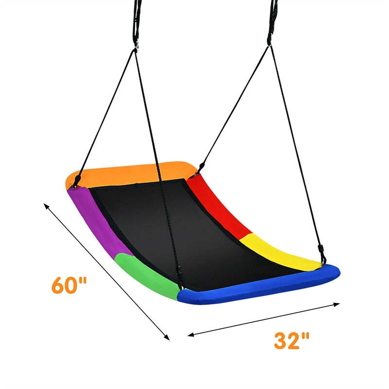 700 lbs Giant 60" Platform Saucer Tree Swing for Kids & Adults, Indoor Outdoor Swing with Adjustable Hanging Ropes & Oxford Fabric