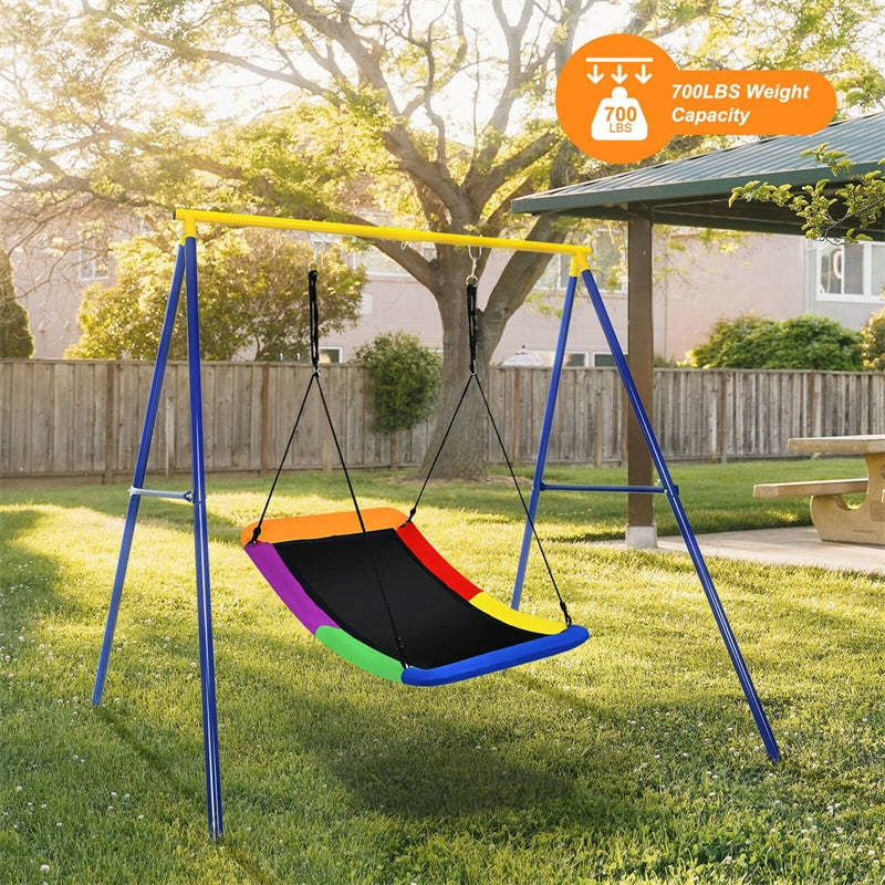 700 lbs Giant 60" Platform Saucer Tree Swing for Kids & Adults, Indoor Outdoor Swing with Adjustable Hanging Ropes & Oxford Fabric