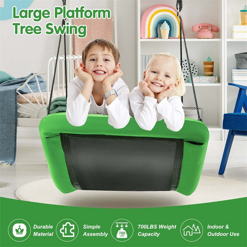 700 lbs Giant 60" Platform Saucer Tree Swing for Kids & Adults, Indoor Outdoor Swing with Adjustable Hanging Ropes & Oxford Fabric
