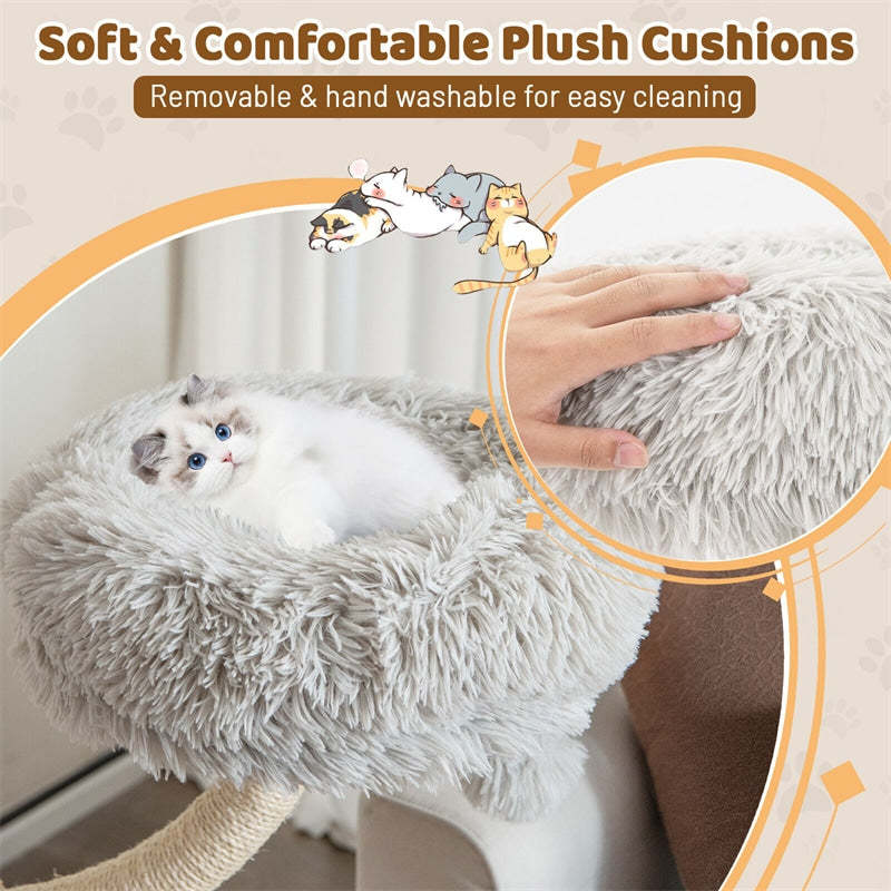 70" Tall Cat Tree, Multi-Level Cat Tower with 3 Cozy Perches, Scratching Posts, Board & Jingling Balls, Modern Cat Tree for Indoor Large Cats