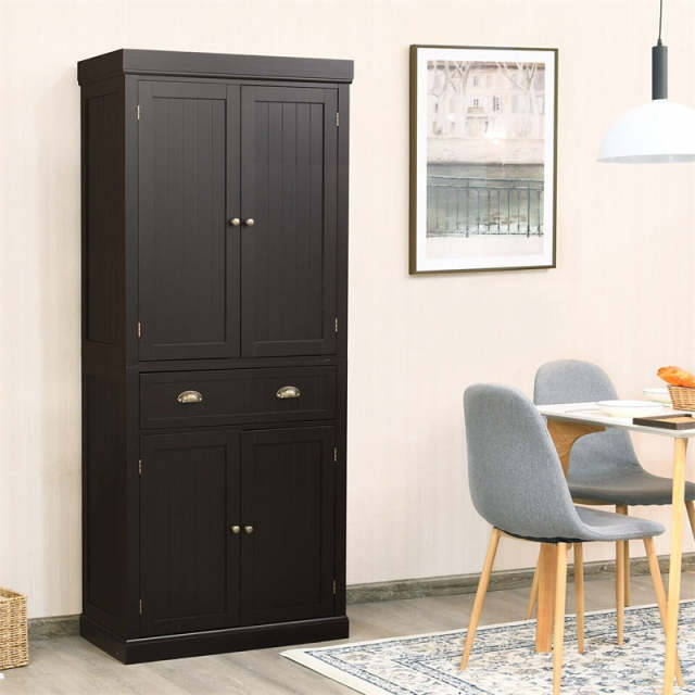 72" H Kitchen Pantry Cabinet, Freestanding Cupboard Traditional Large Tall Storage Cabinet with Drawers, Adjustable Shelves for Living Room