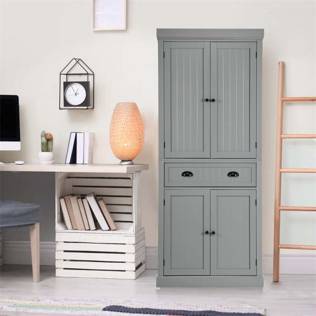 72" H Kitchen Pantry Cabinet, Freestanding Cupboard Traditional Large Tall Storage Cabinet with Drawers, Adjustable Shelves for Living Room
