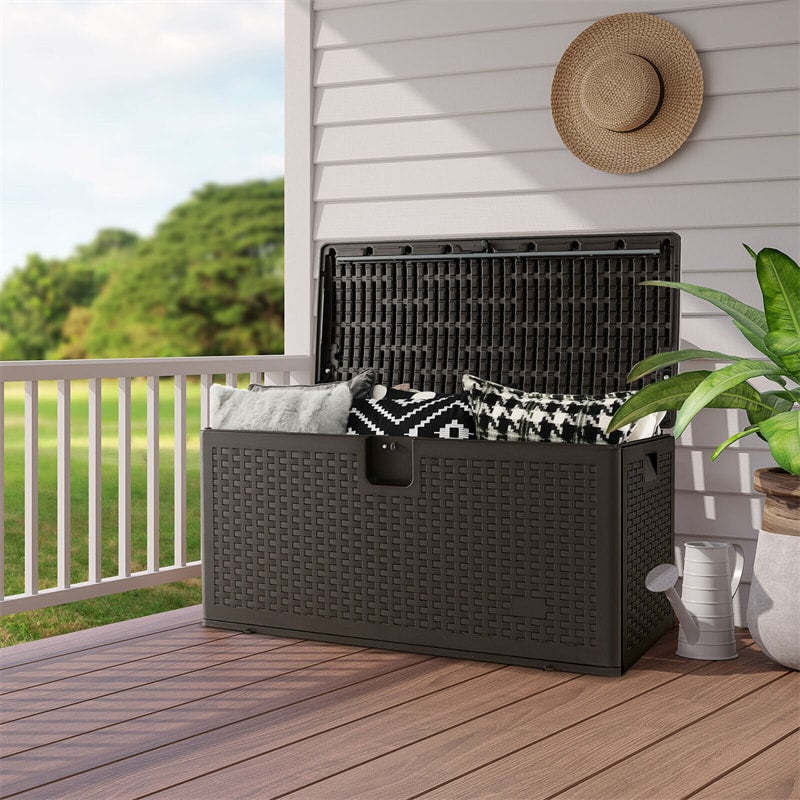 73 Gallon Patio Deck Box, Weather-Resistant Outdoor Storage Container with Lockable Lid & Side Handle for Furniture Cushions, Garden Tools & Toys
