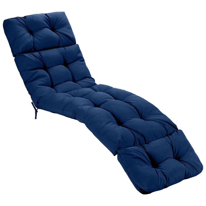 73" Thick Waterproof Outdoor Chaise Lounge Cushion with String Ties, All-Weather Patio Recliner Chair Pad for Poolside, Garden & Indoor Use