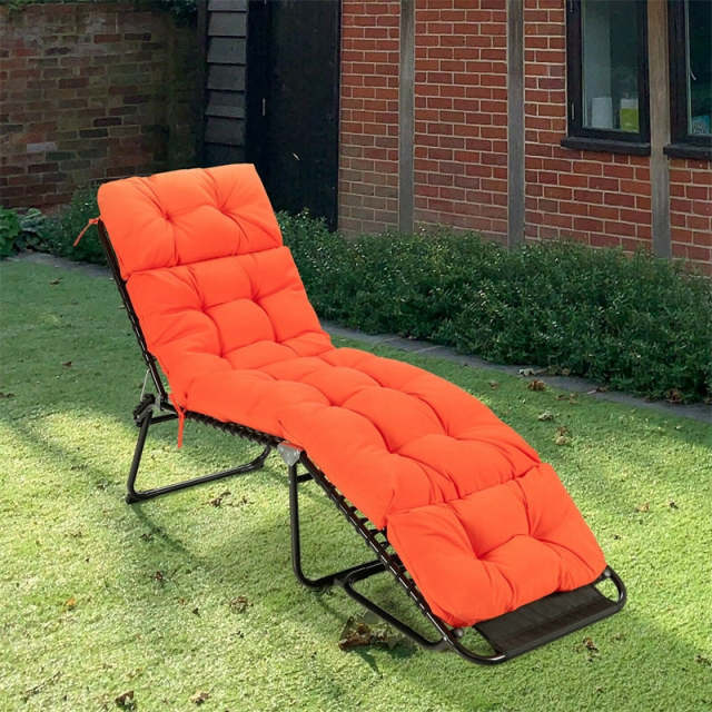 73" Thick Waterproof Outdoor Chaise Lounge Cushion with String Ties, All-Weather Patio Recliner Chair Pad for Poolside, Garden & Indoor Use