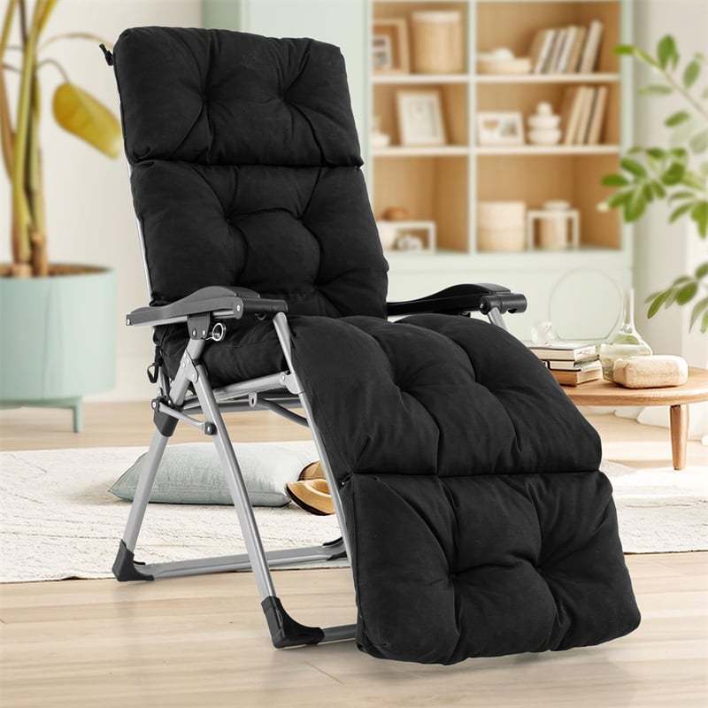 73" Thick Waterproof Outdoor Chaise Lounge Cushion with String Ties, All-Weather Patio Recliner Chair Pad for Poolside, Garden & Indoor Use