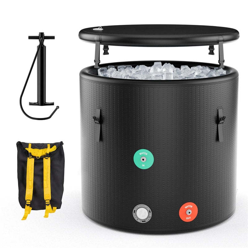 79 Gal Ice Bath Tub, Portable Inflatable Cold Plunge Tub with Lid, Pump, Backpack, Water Chiller Compatible for Athletes, Indoor/Outdoor Recovery