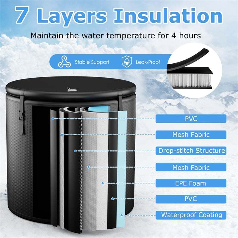 79 Gal Ice Bath Tub, Portable Inflatable Cold Plunge Tub with Lid, Pump, Backpack, Water Chiller Compatible for Athletes, Indoor/Outdoor Recovery