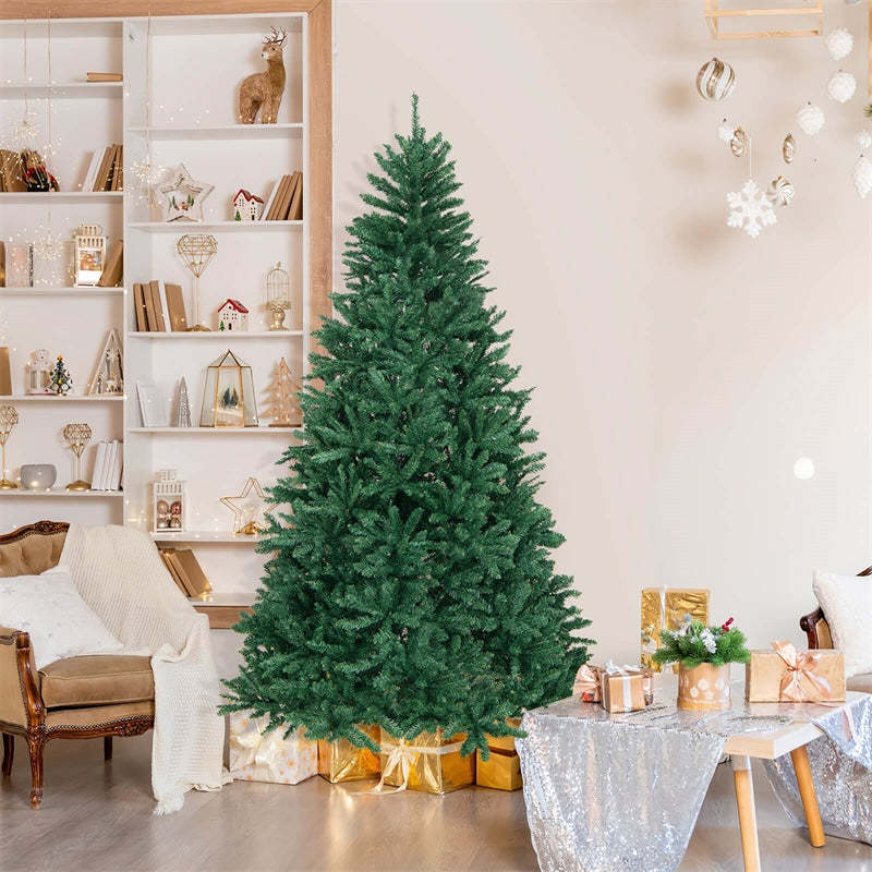 7.5FT Unlit Artificial Christmas Tree Hinged Douglas Full Xmas Tree with 2254 Branch Tips & Foldable Metal Stand for Holiday Decor