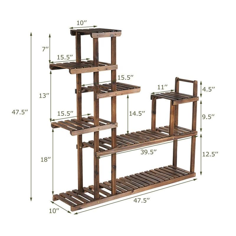 7-Tier Wood Plant Stand Flower Pot Display Rack Multifunctional Storage Shelf for Indoor Outdoor Patio Garden Yard