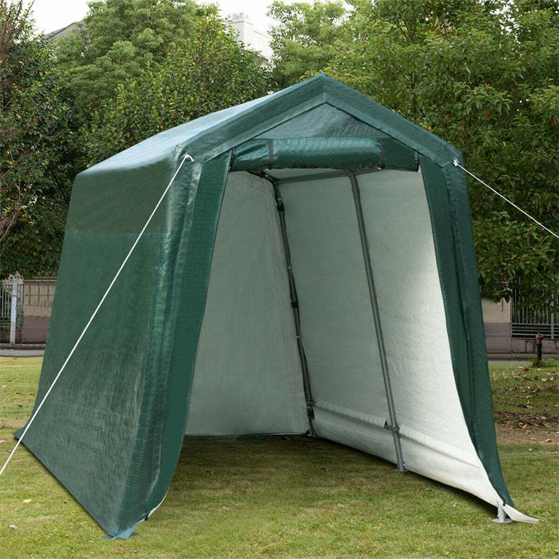 7x12ft Heavy-Duty Enclosed Carport, Portable Garage Shelter with Waterproof Ripstop Cover, Outdoor Storage Tent Car Canopy for Motorcycles, ATV, Tools