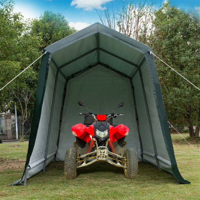 7x12ft Heavy-Duty Enclosed Carport, Portable Garage Shelter with Waterproof Ripstop Cover, Outdoor Storage Tent Car Canopy for Motorcycles, ATV, Tools