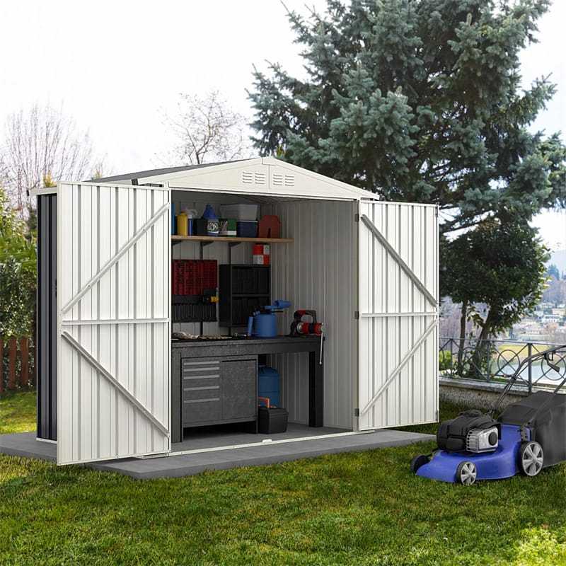 6.8x3.8FT Outdoor Metal Storage Shed Snap-on Assembly, All-Weather Galvanized Steel Utility Tool House with Lockable Door for Garden, Backyard, Lawn