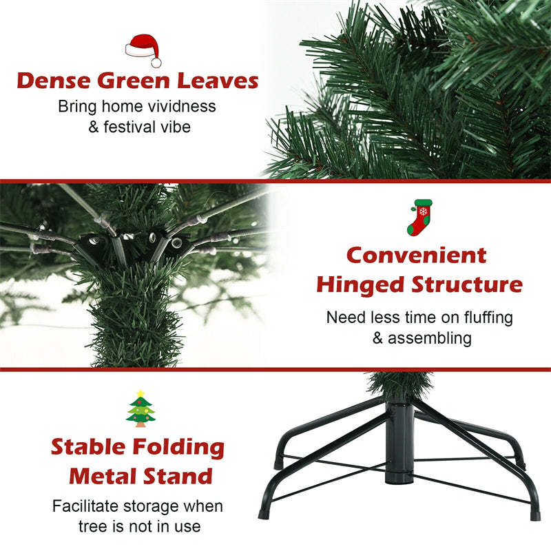 7ft Purely Green Hinged Artificial Christmas Tree with Metal Stand