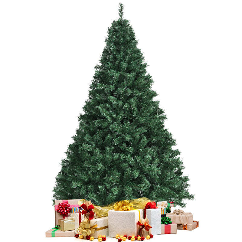 7ft Purely Green Hinged Artificial Christmas Tree with Metal Stand