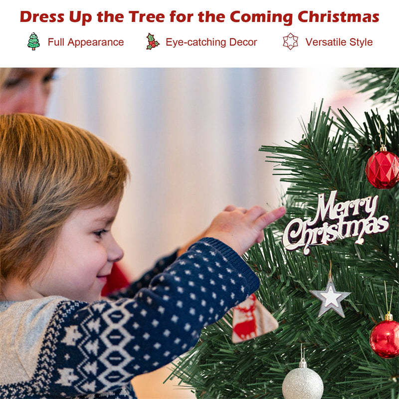 7ft Purely Green Hinged Artificial Christmas Tree with Metal Stand