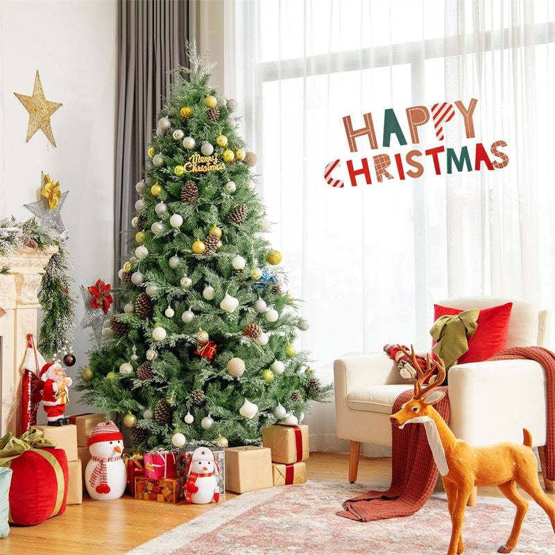 7ft Snow Flocked Hinged Artificial Christmas Tree with 1139 Branch Tips