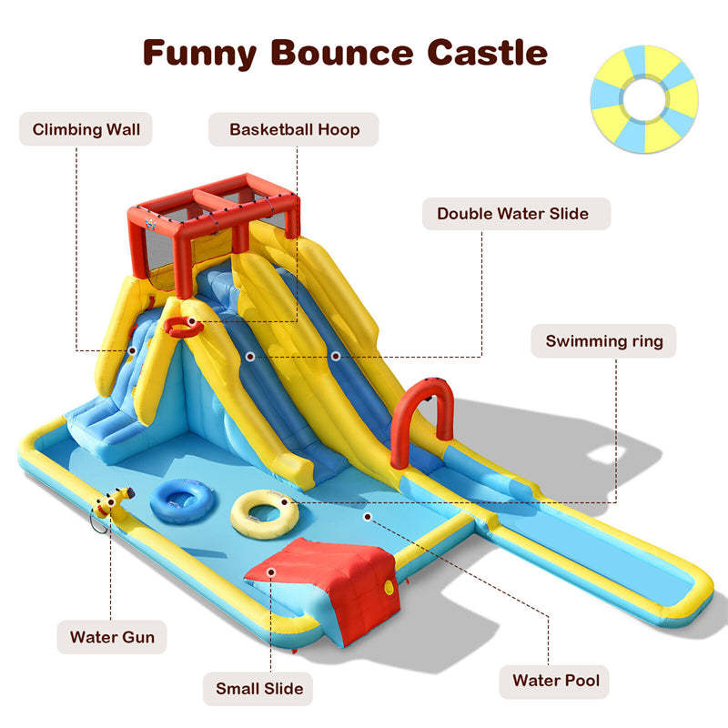 7-in-1 Inflatable Water Slide, 20.5x11FT Dual Racing Slide Water Park with 735W Blower & Splash Pool, Bounce House for Backyard Party, Kids & Adults