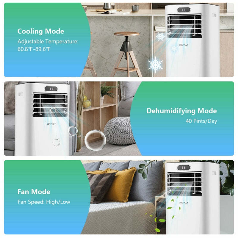 8000 BTU ASHRAE Portable Air Conditioner Cools 230 Sq. ft. 3-in-1 Air Cooler with Drying, Fan, Sleep Mode & Remote Control for Home Office