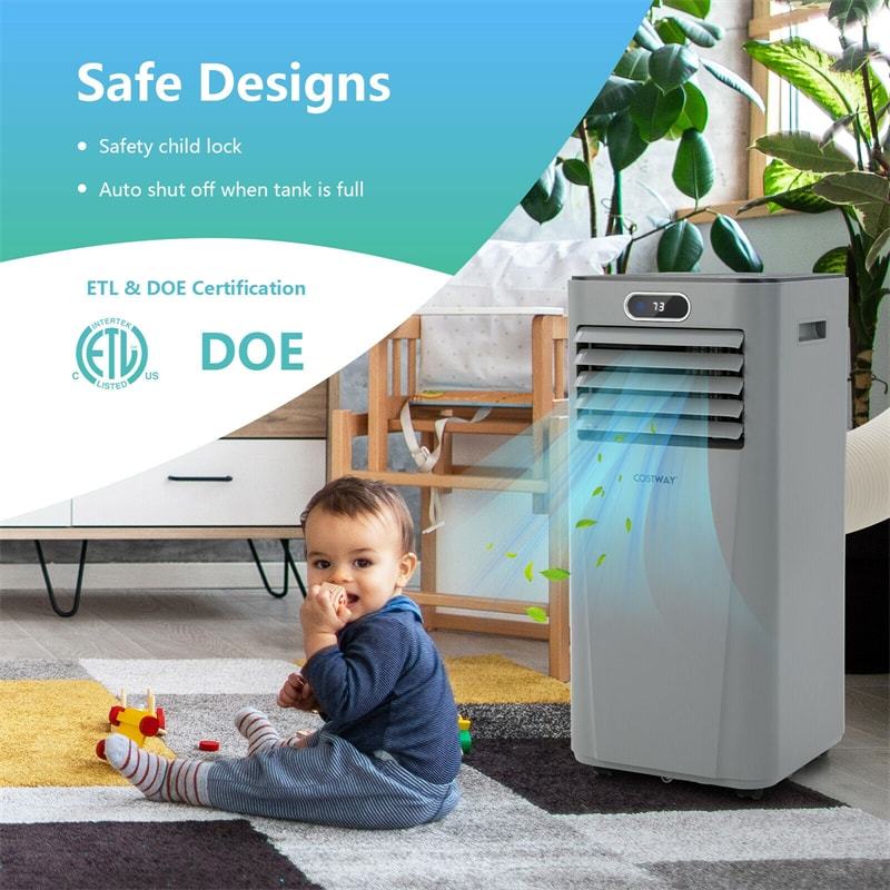 8000 BTU ASHRAE Portable Air Conditioner Cools 230 Sq. ft. 3-in-1 Air Cooler with Drying, Fan, Sleep Mode & Remote Control for Home Office