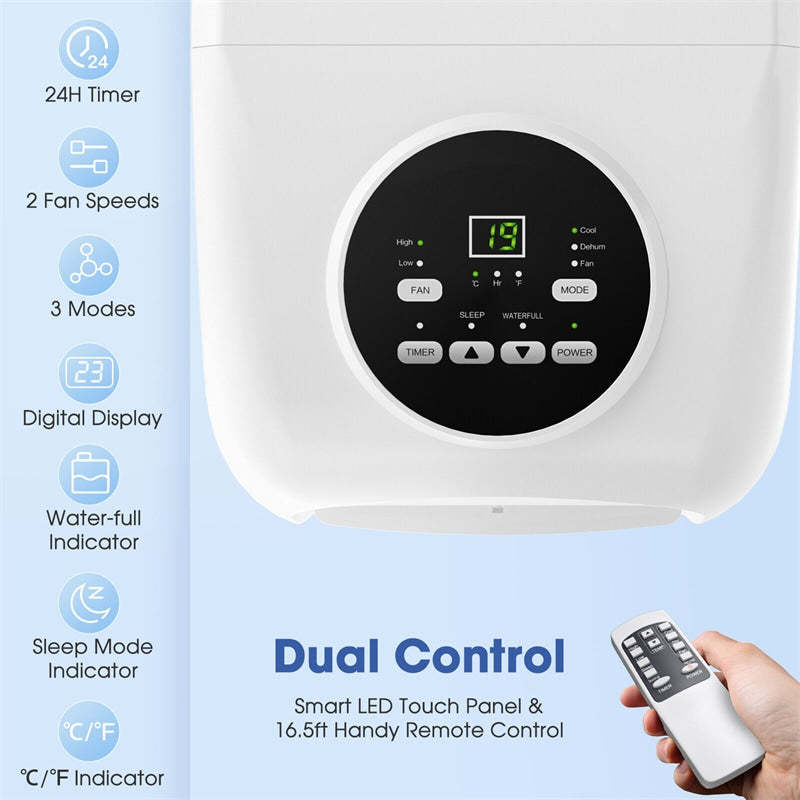 8000 BTU 3-in-1 Portable Air Conditioner with Cooling Fan Dehumidifier Function & Remote Control