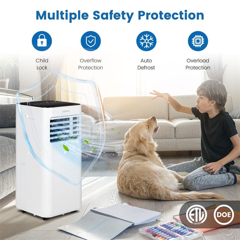 Elexnux 9,000 BTU (DOE) Portable Air Conditioner Cools 1,000