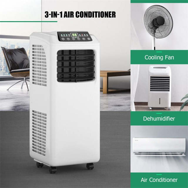9000 BTU Portable Air Conditioner Energy-Saving 3-in-1 Air Cooler with Built-in Dehumidifier, Fan & Remote Control for Home Office