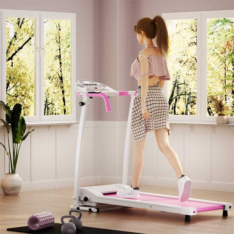 800W Folding Treadmill, Electric Motorized Running Machine with LED Display, 12 Preset Programs, Pulse Sensor & Built-in Wheels for Home Use