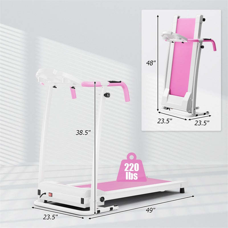 800W Folding Treadmill, Electric Motorized Running Machine with LED Display, 12 Preset Programs, Pulse Sensor & Built-in Wheels for Home Use
