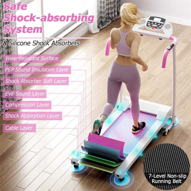 800W Folding Treadmill, Electric Motorized Running Machine with LED Display, 12 Preset Programs, Pulse Sensor & Built-in Wheels for Home Use