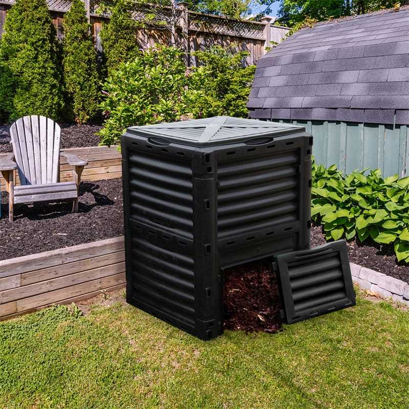 80 Gallon Outdoor Compost Bin, Garden Composter Barrel with Flip Lid & Bottom Exit Door, Composting Box for Kitchen Waste, Grass, Food, Trash