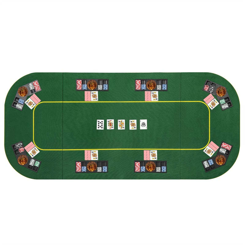 8-Player Folding Poker Table Top, 79" x 36" Portable Anti-Slip Texas Holdem Poker Mat with Carry Bag, Cup Holders & Chip Trays for Blackjack, Casino