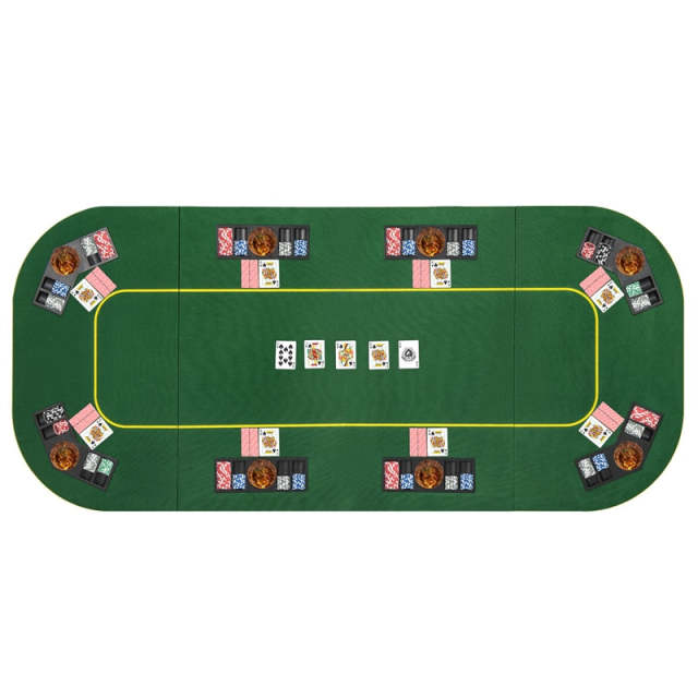 8-Player Folding Poker Table Top, 79" x 36" Portable Anti-Slip Texas Holdem Poker Mat with Carry Bag, Cup Holders & Chip Trays for Blackjack, Casino