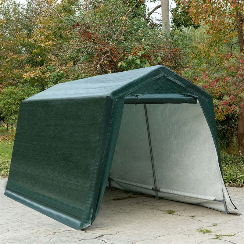 8x14 FT Heavy Duty Steel Enclosed Carport with Waterproof Ripstop Cover, Portable Garage Shelter Tent for Cars, Motorcycles, ATVs & Patio Storage