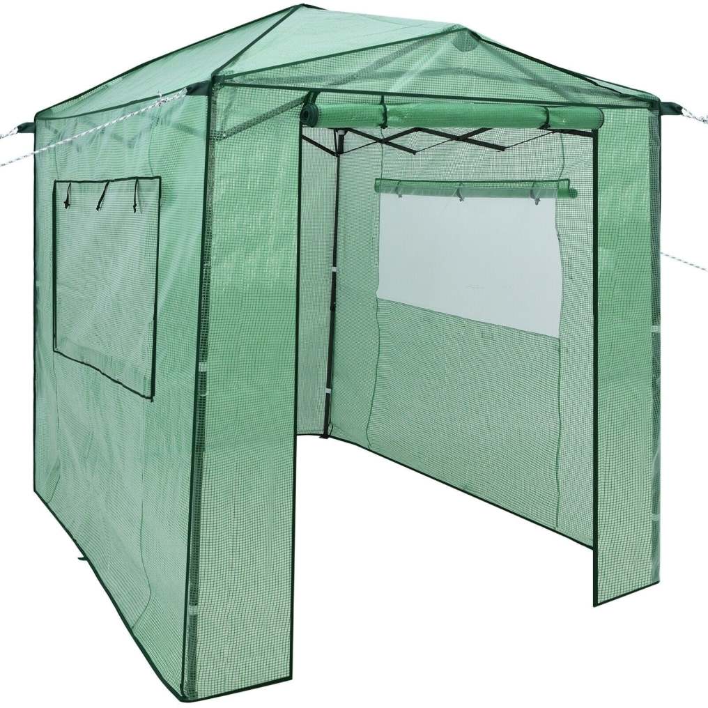8’ x 6’ Outdoor Portable Walk-in Greenhouse with Roll-up Doors and Windows