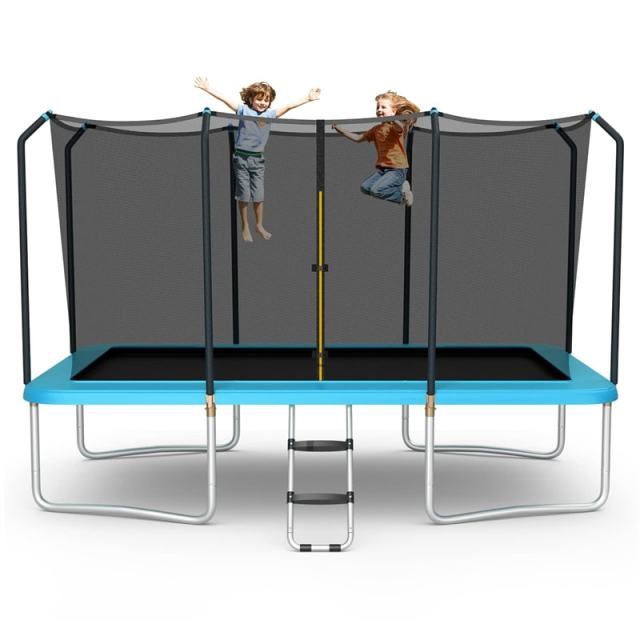 8x14FT Rectangular Trampoline for Kids & Adults, ASTM Certified Outdoor Trampoline with Safety Enclosure Net & Ladder, 440 LBS Load Capacity