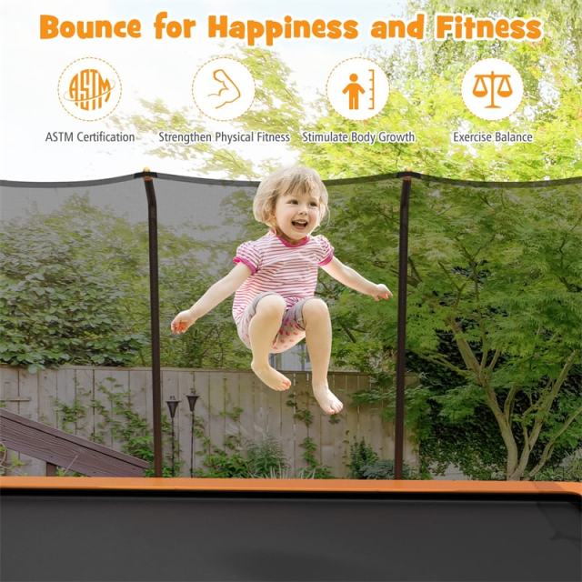 8x14FT Rectangular Trampoline for Kids & Adults, ASTM Certified Outdoor Trampoline with Safety Enclosure Net & Ladder, 440 LBS Load Capacity