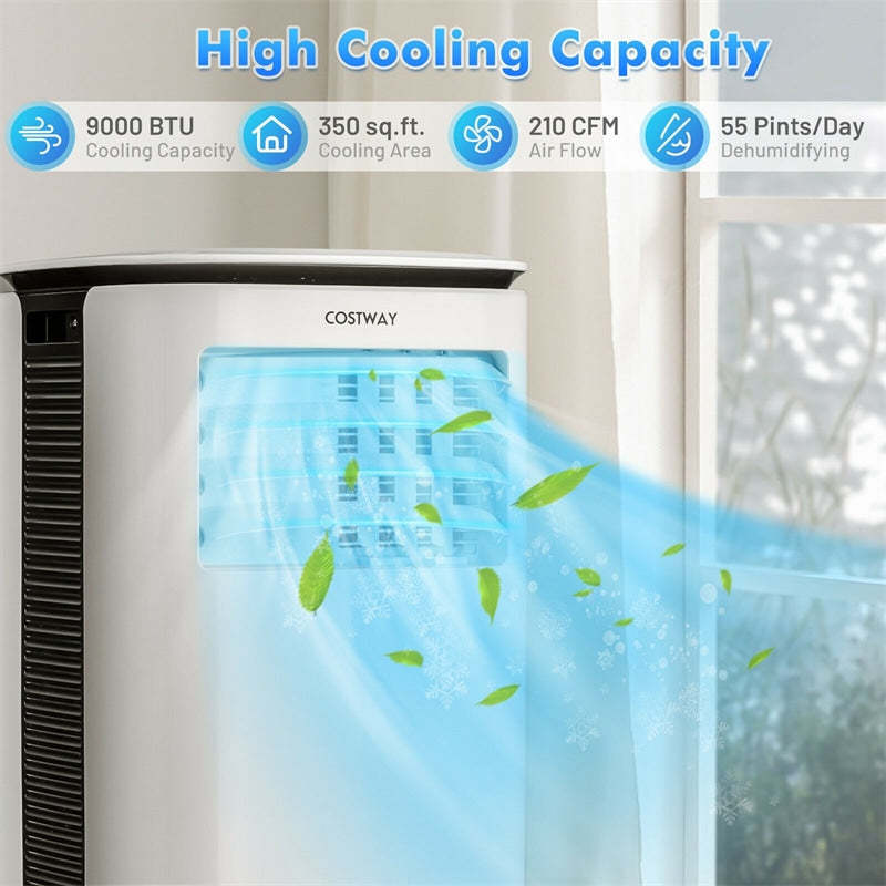 6500 BTU Portable Air Conditioner 9000 BTU ASHRAE 3-in-1 Air Cooler with Dehumidifier & Fan, Remote Control, Window Kit, Cools 350 Sq.Ft.