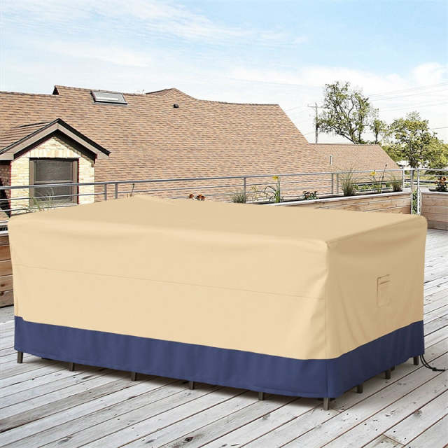 Patio Dining Set Cover 90"x50" Rectangle Table & Chair Set Cover with Padded Handle, Air Vent, Waterproof Outdoor Furniture Cover