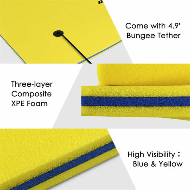 9' x 6' Floating Water Pad, 3 Layer Tear-Resistant XPE Floating Foam Mat with Rolling Pillow, Lily Pad for Lake Pool Beach Water Recreation