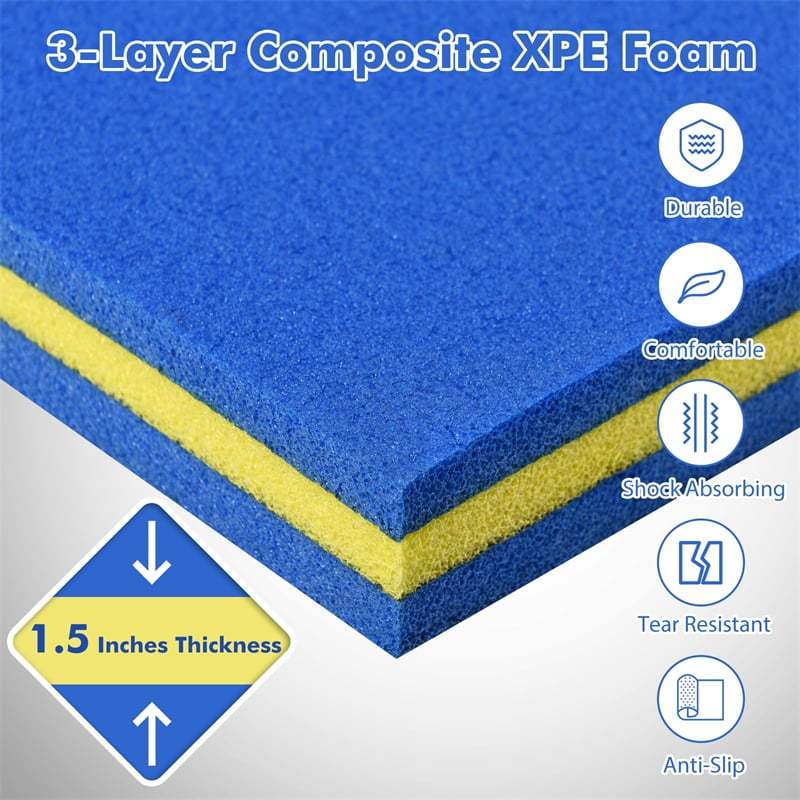 9' x 6' Floating Water Pad, 3 Layer Tear-Resistant XPE Floating Foam Mat with Rolling Pillow, Lily Pad for Lake Pool Beach Water Recreation