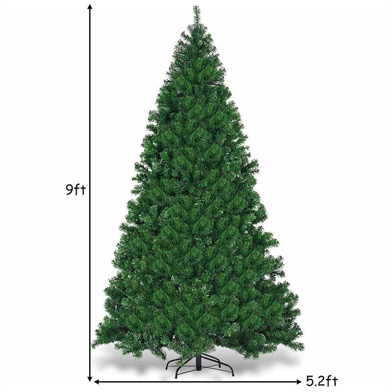9ft Pre-lit Christmas Tree with 700 LED Lights, Solid Metal Stand, UL-Certified Transformer, Artificial Hinged Spruce Xmas Tree for Holiday Decor